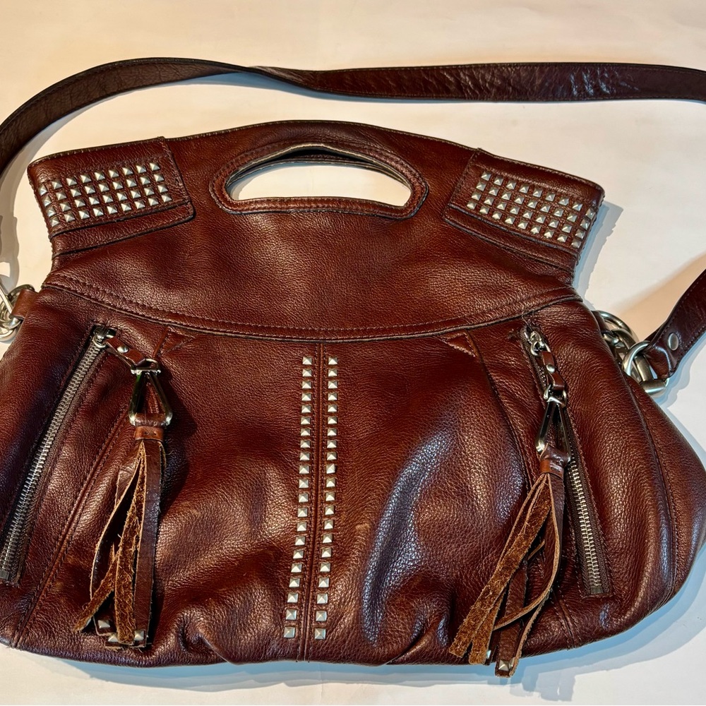 B. Makowsky brown Leather studded bag